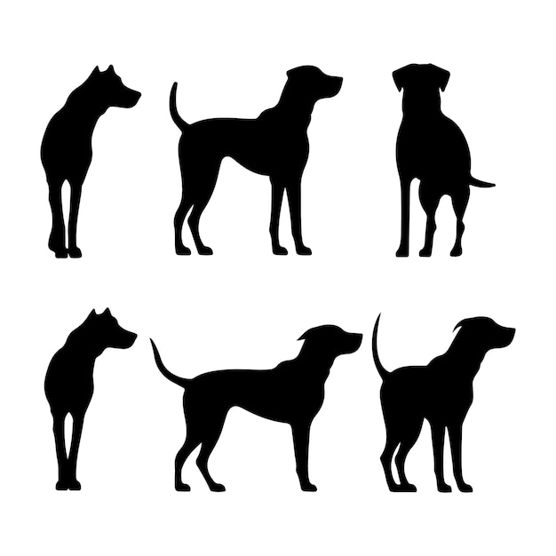 Vettore set di silhouette di cane max icona carina di cani illustrazione vettoriale di cane e stile del logo