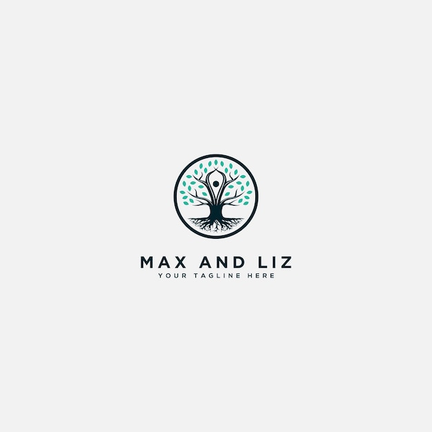 Max en liz abstract levendig boomlogo