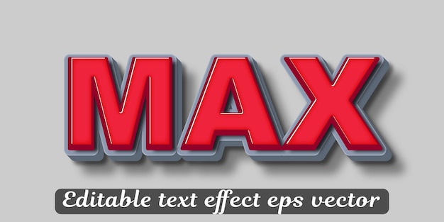 Max red color editable 3d text effect eps vector