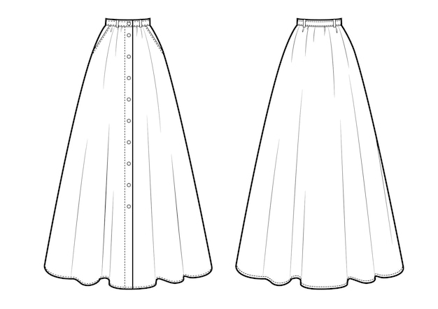 Maxi skirt sketch vector illustration