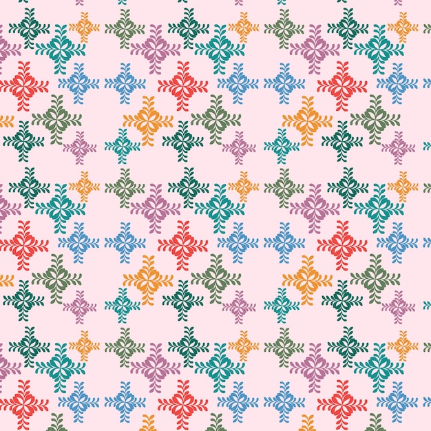 Maximalist Folk Art Flowers Pattern Design