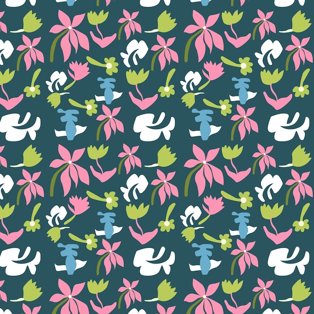 Maximalist Folk Art Flowers Pattern Design