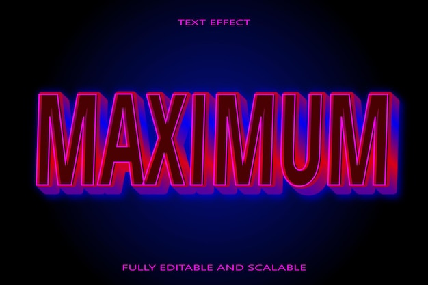 Vector maximum editable text effect 3 dimension emboss neon style