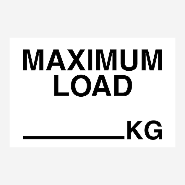 Vector maximum loading warning sign label