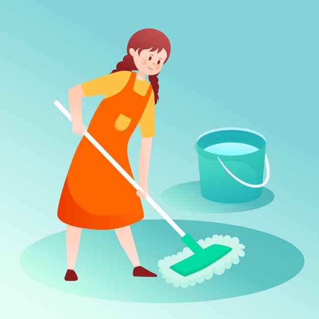 May 1st labor day house cleaning housekeeping service vector illustration