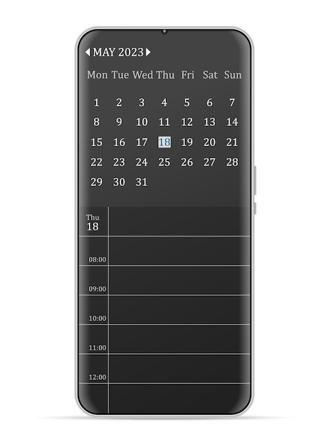 Vector may 2023 calendar smartphone