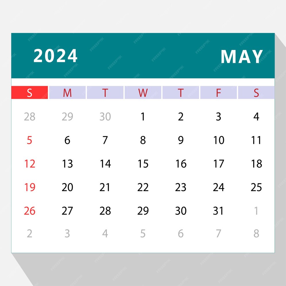 Premium Vector May 2024 calendar template vector design