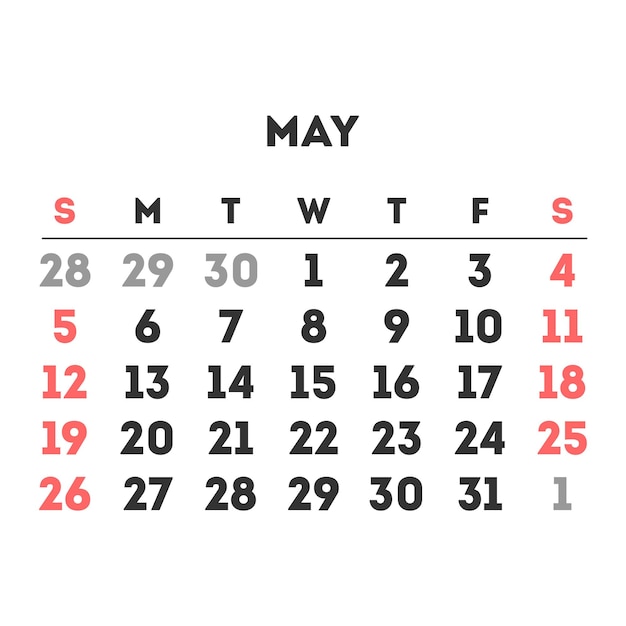 Календарь мая 2024 года. Векторная иллюстрация