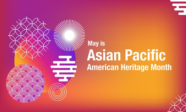 May Asian American and Pacific Islander Heritage Month Illustration with text Chinese pattern