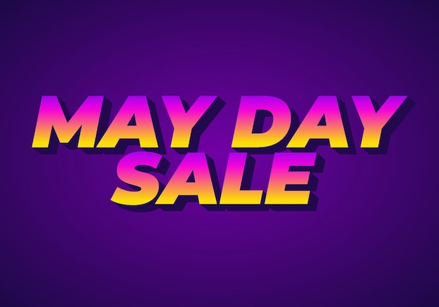 Vector may day sale text effect in 3d look effect with eye catching colors