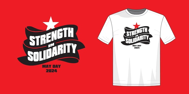 Vector may day t shirt design strength in solidarity typography