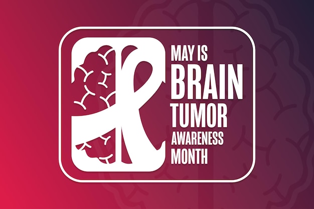 5월은 텍스트 비문 벡터 Eps10 일러스트와 함께 배경 배너 카드 포스터에 대한 뇌종양 인식의 달 휴일 개념 템플릿입니다.