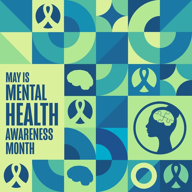 Vector may is mental health awareness month holiday concept template for background banner card poster with text inscription vector eps10 illustration