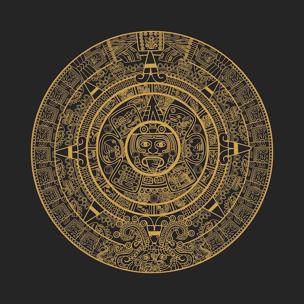 Vector maya aztec calendar