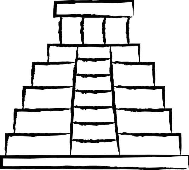 Vector maya pyramid hand drawn illustration