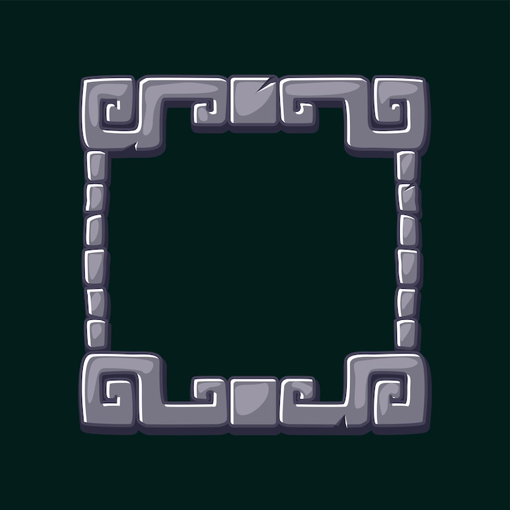 Maya stenen bord Aztec karton spel frame Maya tribale symbolen Oude granieten frame ontwerp element APP frame voor uw iconen