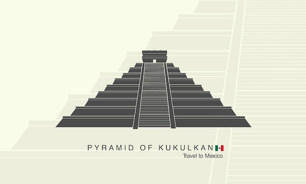 Vettore la piramide maya di kukulkan in messico