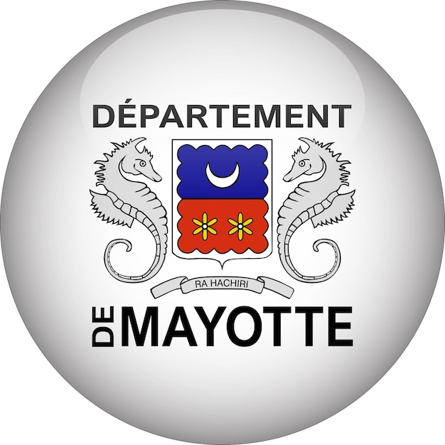 Mayotte 3D Rounded Flag Button