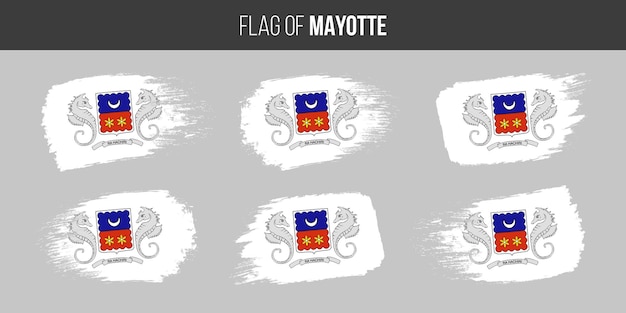 Mayotte vlaggen Penseelstreek grunge vector illustratie vlag van mayotte geïsoleerd op wit