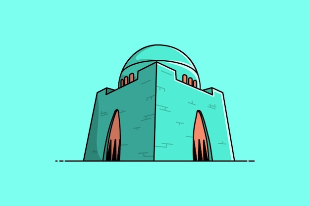 Mazar-e-Quaid vector icon illustration situated in Karachi.