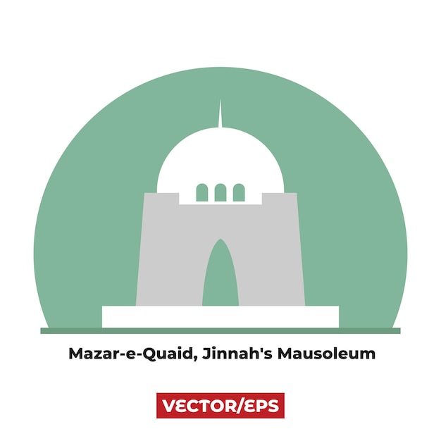 격리 된 배경 벡터 일러스트와 함께 Mazar-e-Quaid