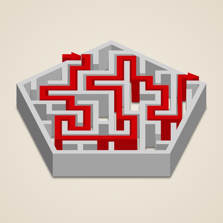 Vector maze 3d labyrinth met oplossing