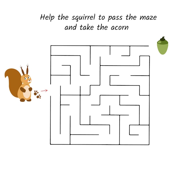 A maze for children with animals help the animal to pass the maze