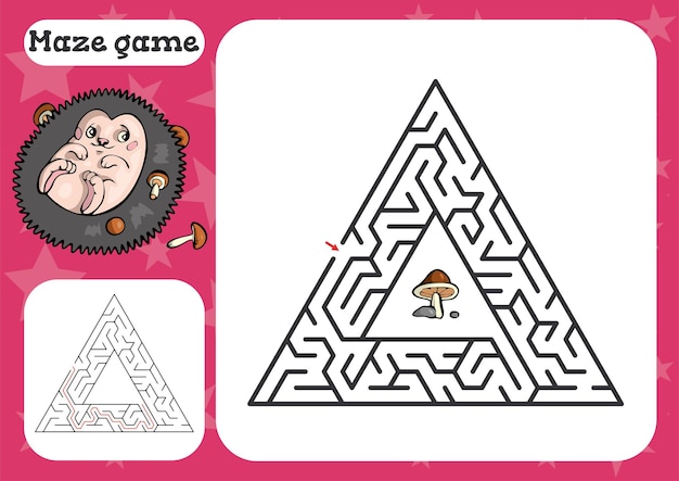 Maze game for children Cute cartoon worksheet   illustration