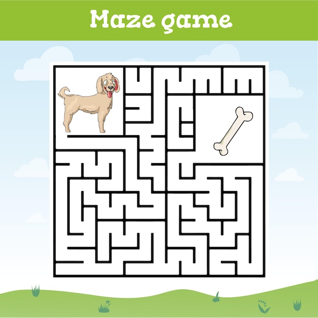 Maze game for children cute cartoon worksheet   illustration