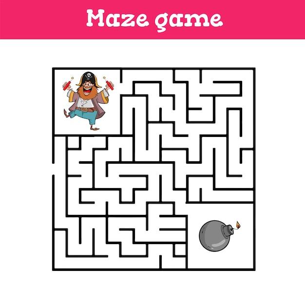 Maze game  for children cute cartoon worksheet