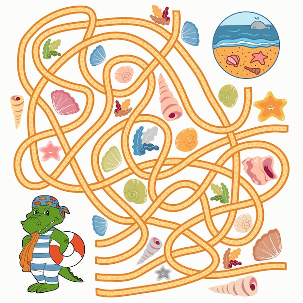 Maze game for children Help the crocodile to find a way to the sea