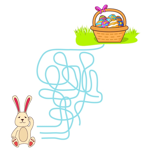 Maze game education game for children The easter rabbit search for basket eggs