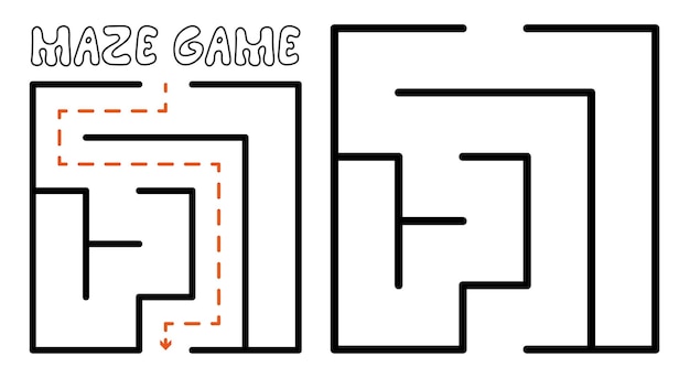 아이들을 위한 미로 게임 솔루션이 있는 간단한 미로 퍼즐