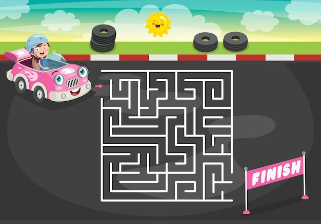 Maze game illustration for children