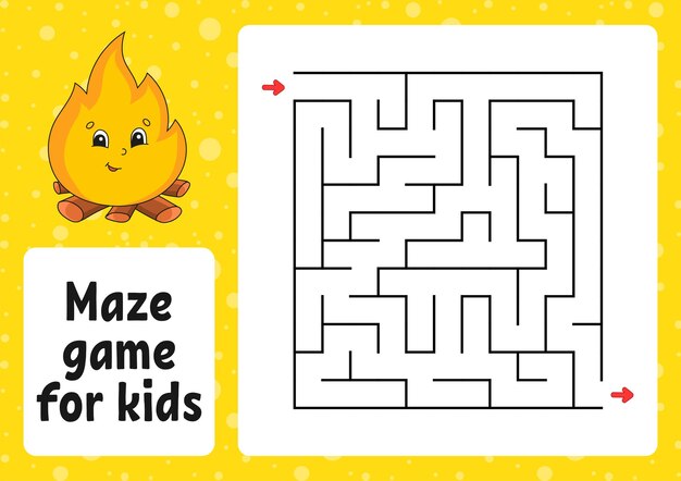 Maze game for kids Funny labyrinth Activity worksheet Puzzle for children cartoon style Logical conundrum