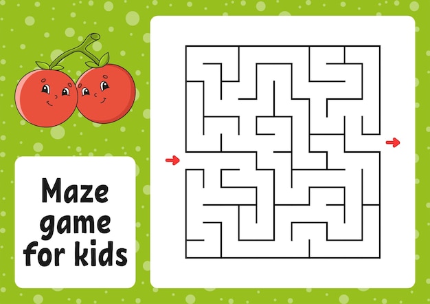 Maze game for kids Funny labyrinth Activity worksheet Puzzle for children cartoon style Logical conundrum