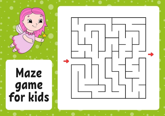 Maze game for kids Funny labyrinth Activity worksheet Puzzle for children Logical conundrum