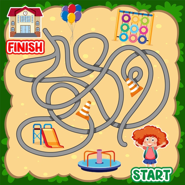 Vector maze game template for kids