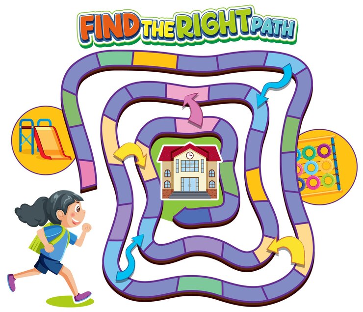 Vector maze game template for kids