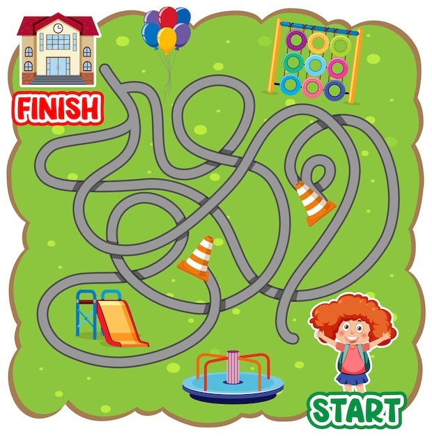 Vector maze game template for kids