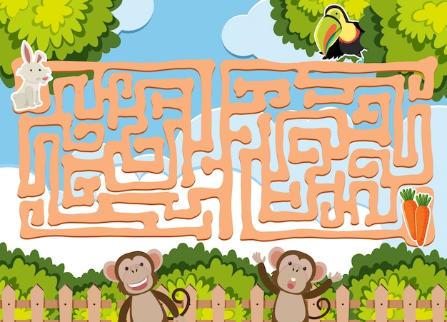 Шаблон для игры в лабиринт с дикими животными