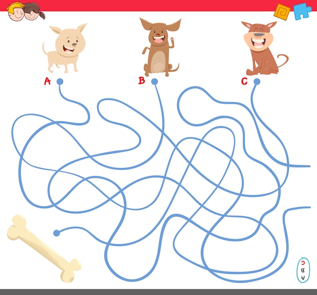 maze game with puppy characters