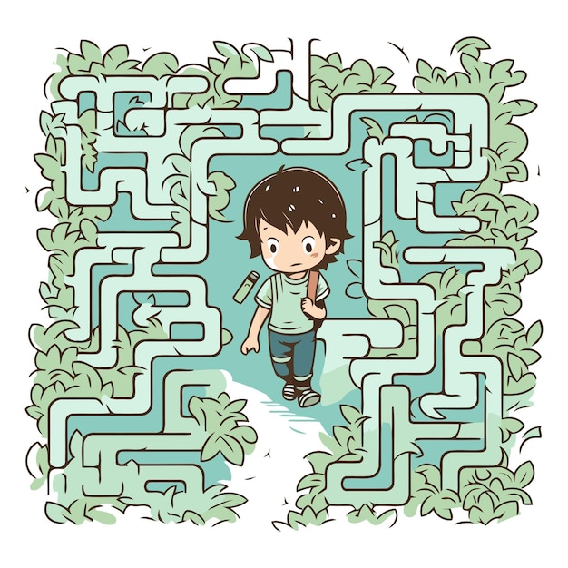 Vector maze or labyrinth game for preschool children