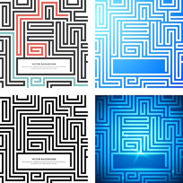 Vector maze lines techno background design elements retro colorfu06
