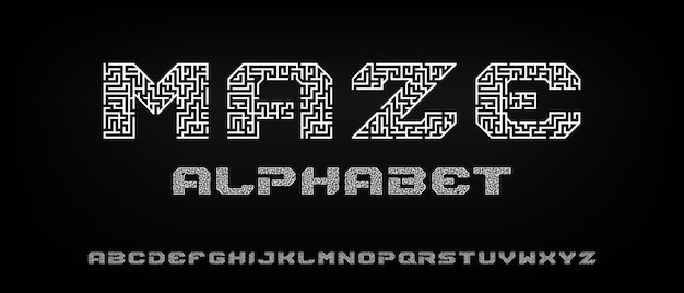 Maze, modern creative alphabet with urban style template