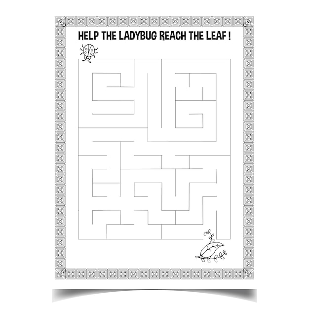 Maze puzzle worksheet for kids