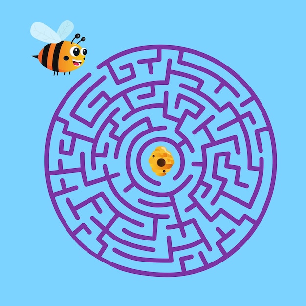 A maze with a bee and a honey