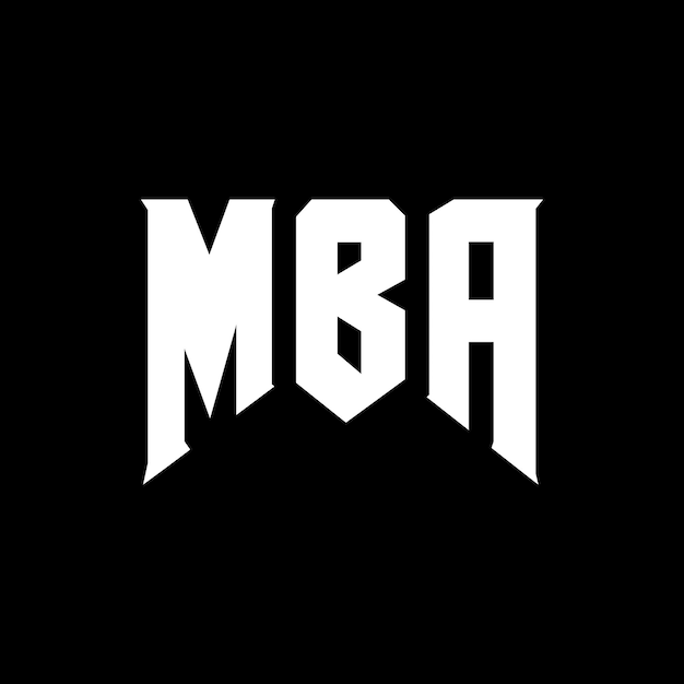 MBA letter logo design for technology company MBA logo design black and white color combination