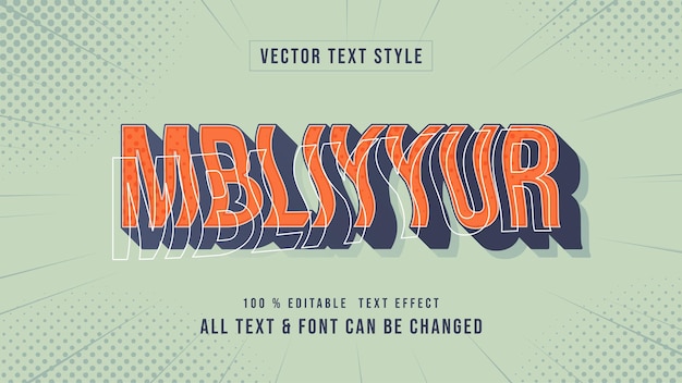 Mbliyur 3d винтажный и ретро эффект стиля текста редактируемый стиль текста иллюстратора