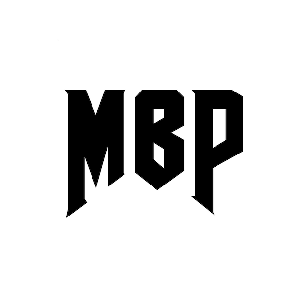 ロゴデザイン: ブラック・アンド・ホワイト・カラー・コンビネーション MBP ロゴ ヴェクトル MBP アイコン MBP アルファベット MBP タイポグラフィー